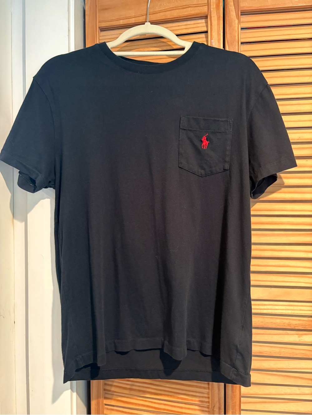 Polo Ralph Lauren Black men’s crew neck t-shirt front pocket red pony classic